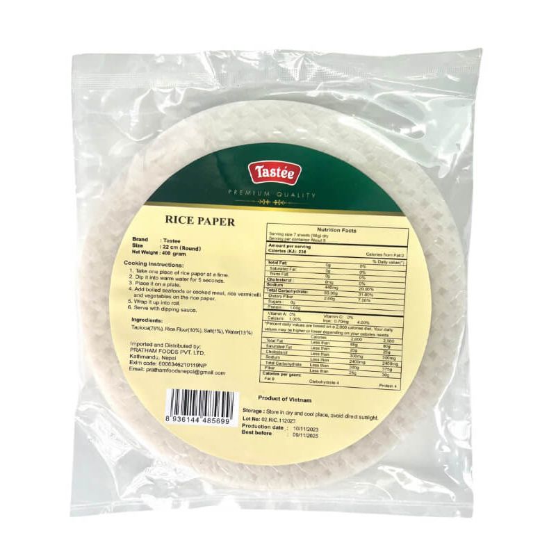 Tastee Premium Quality Rice Paper Round (22cm), 400gm